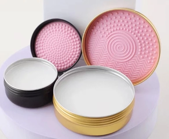 Gold black pink plant extracted Solid Silicone foam Makeup Cleaning Brush Scrubber Makeup Brush Cleaner Soap box