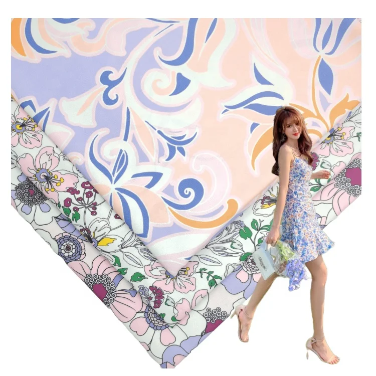 Accept Custom Design Polyester Spandex 4 way Stretch Fabric Digital Print for Garment