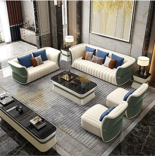 Modern  Nordic Style Living Room  Furniture Sofas set  Stainless Steel Leather 1-3 Seater  For Home hotel  living room sofa