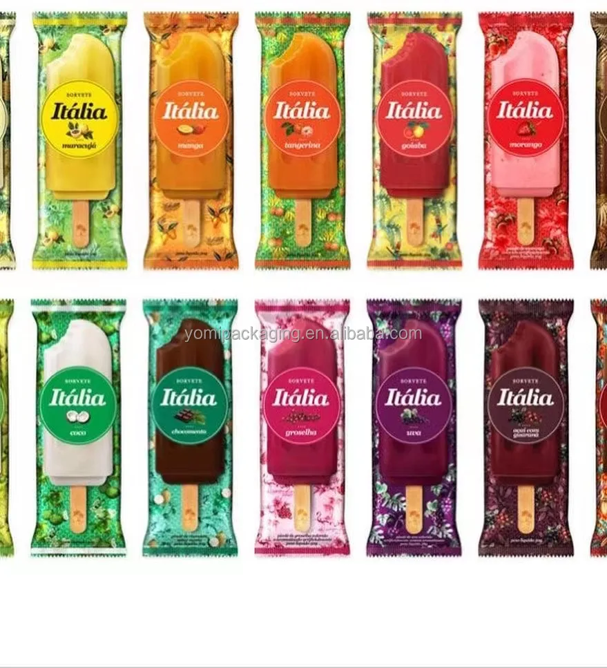 Factory wholesale custom printing food grade snak packaging shrink wrap film popsicle pouch compostable