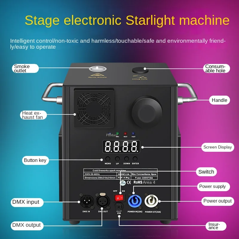 Stage electronic spray painting machine, special effects starlight machine, fireworks waterfall machine,machine, cross-border