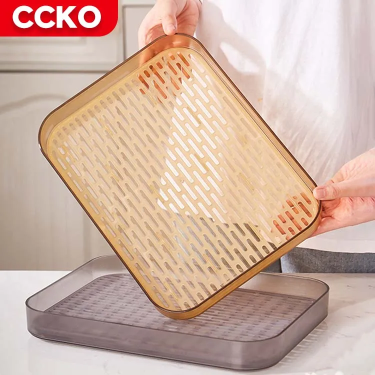 Gray Amber Restaurant Hotel Bar Home Perfume Decorative Storage Tray Dessert Tea Food Service Tray Set Plastic Serving Trays