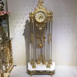 Grandfather Clock Golden Copper Black Crystal Deluxe Antique Floor Antique Royal Clock Floor