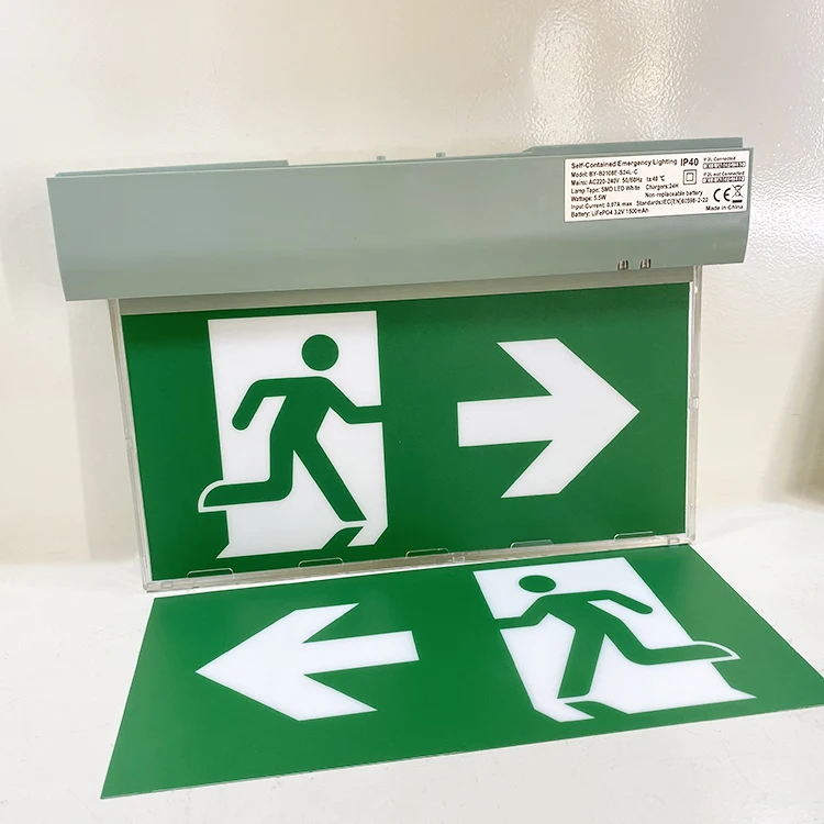 
Dubai Civil Deference Approved China Supplier Certificate CE CB COC ENEC Lithium LFP Safe Safety Emergency Led Escape Exit Sign 