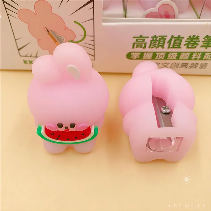 Factory direct supply stationeries and school supplies creative cute rabbit shaped silicone desk organiser pencil sharpener