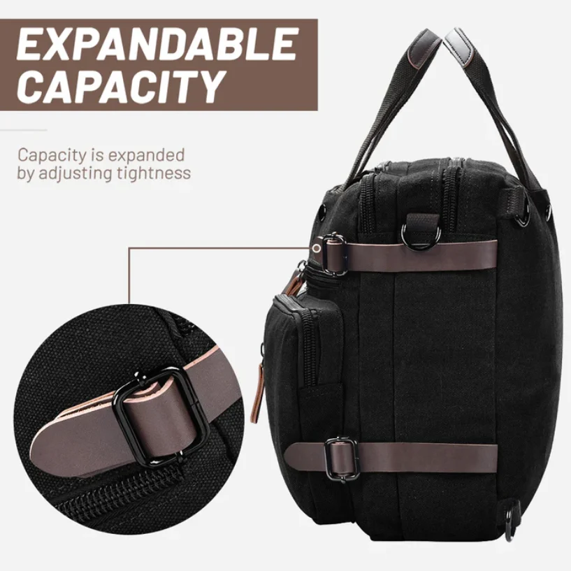 Customized Professional Travel Stylish Canvas 14 15.6 inch 3 in 1 Business Laptop Briefcase Computer Laptop Bag