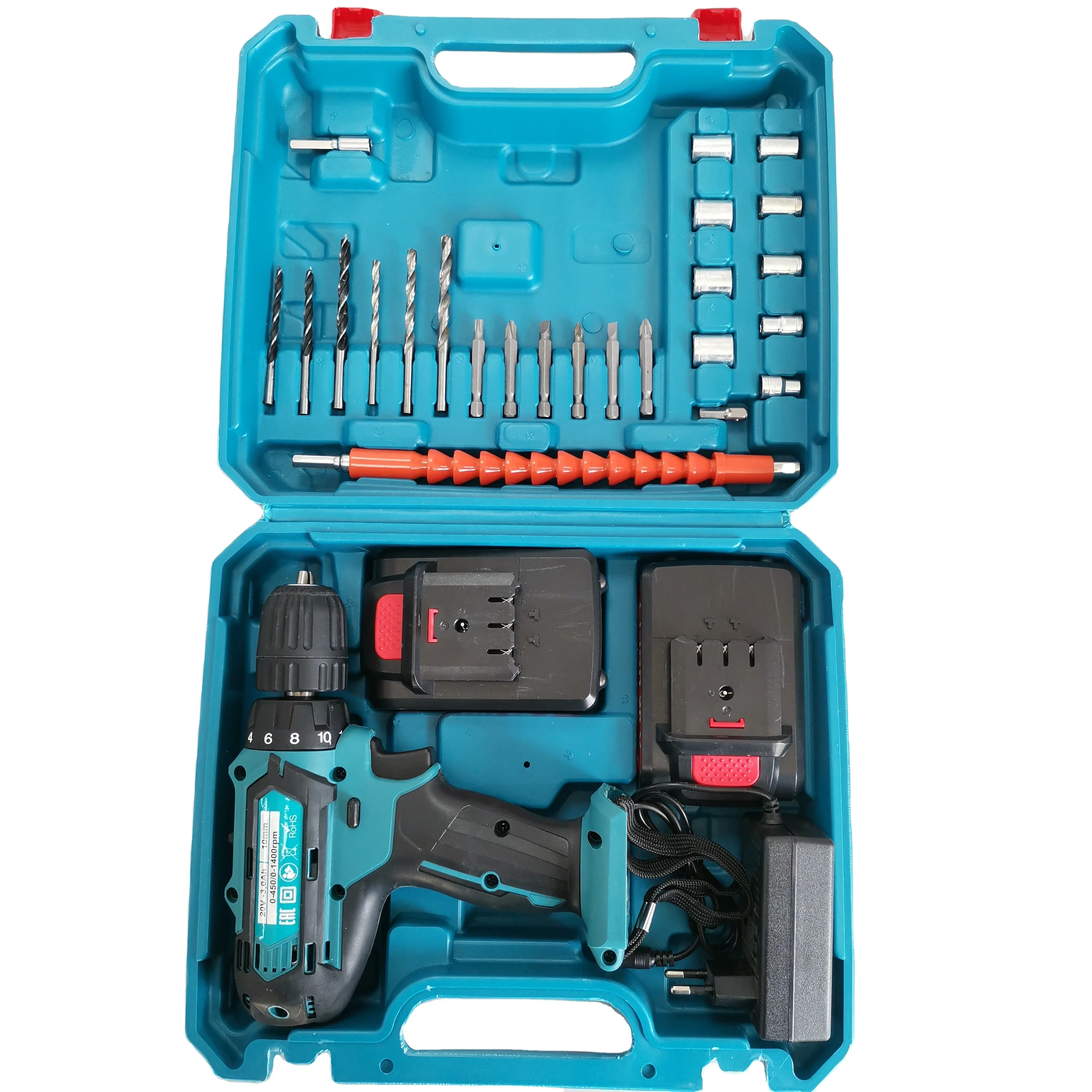 Juego de maquina inalambrica para taladro 20 V con brocas y tubo blando varilla