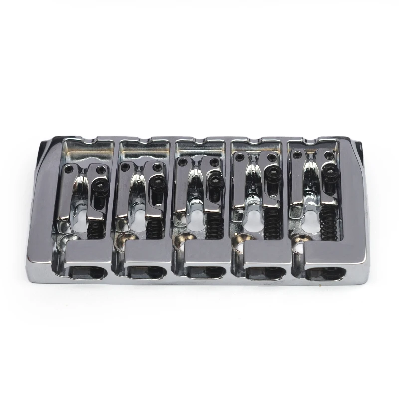 Vintage 5 String Locked Saddle Bass Bridge 111x54MM Body or Bottom Through String Spacing 19MM Bass Fixed Bridge Black/Gold/CR