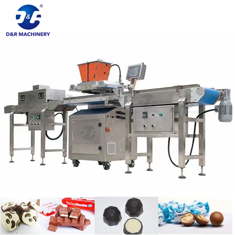 Mini Servo Driven Chocolate Moulding Line with PLC  Mini One Shot Depositor for chocolate blocks nuts mixing center filling