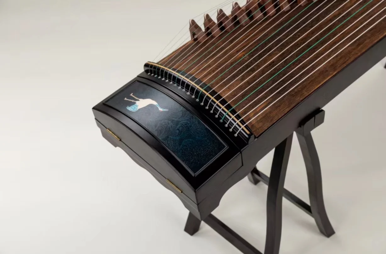 Professional 21-String Guzheng Zither Traditional Chinese Hand-Dug Musical Instrument Cloud Crane Series by CTNC for Recording