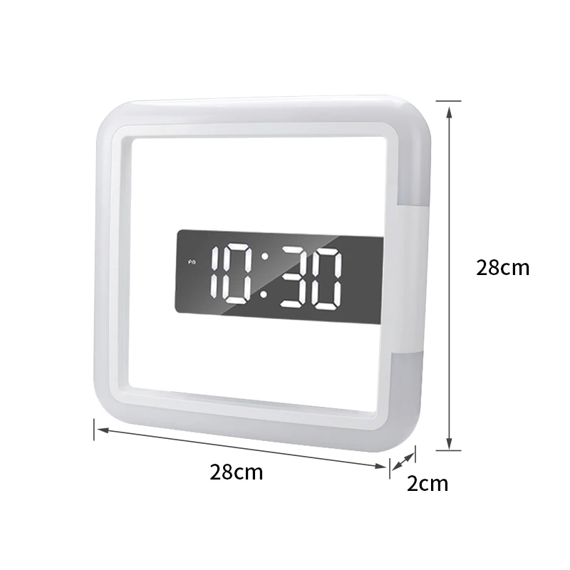 Mirror Alarm Hot Sale Factory Usb Cable Charging Remote Control Square Light 3d Led Digital Wall Clock