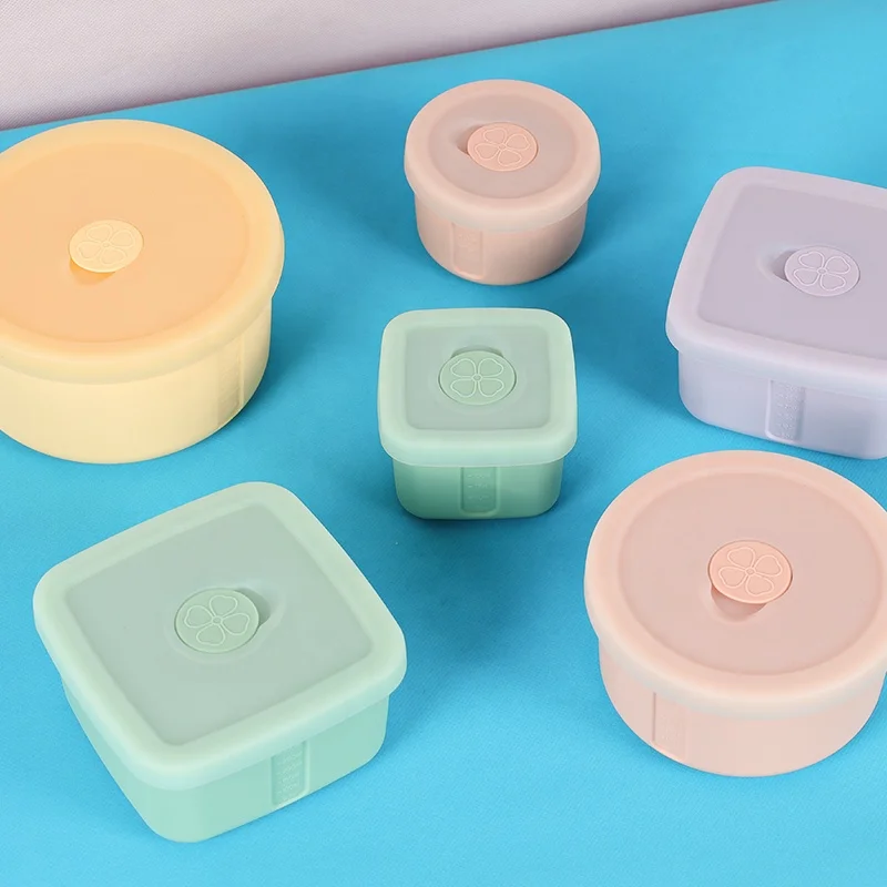 BPA Free Food Grade Microwave Oven Safe Easy Grip Leak Proof Silicone Food Storage Containers