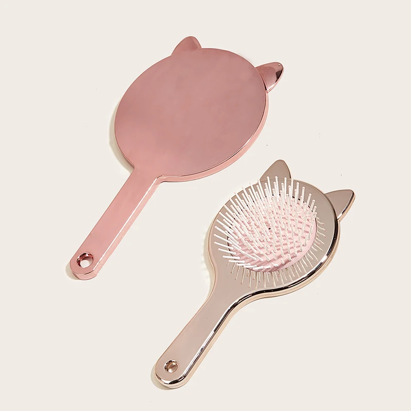 Cute mirror comb set cat shape combination with girly mirror comb hairdressing tools