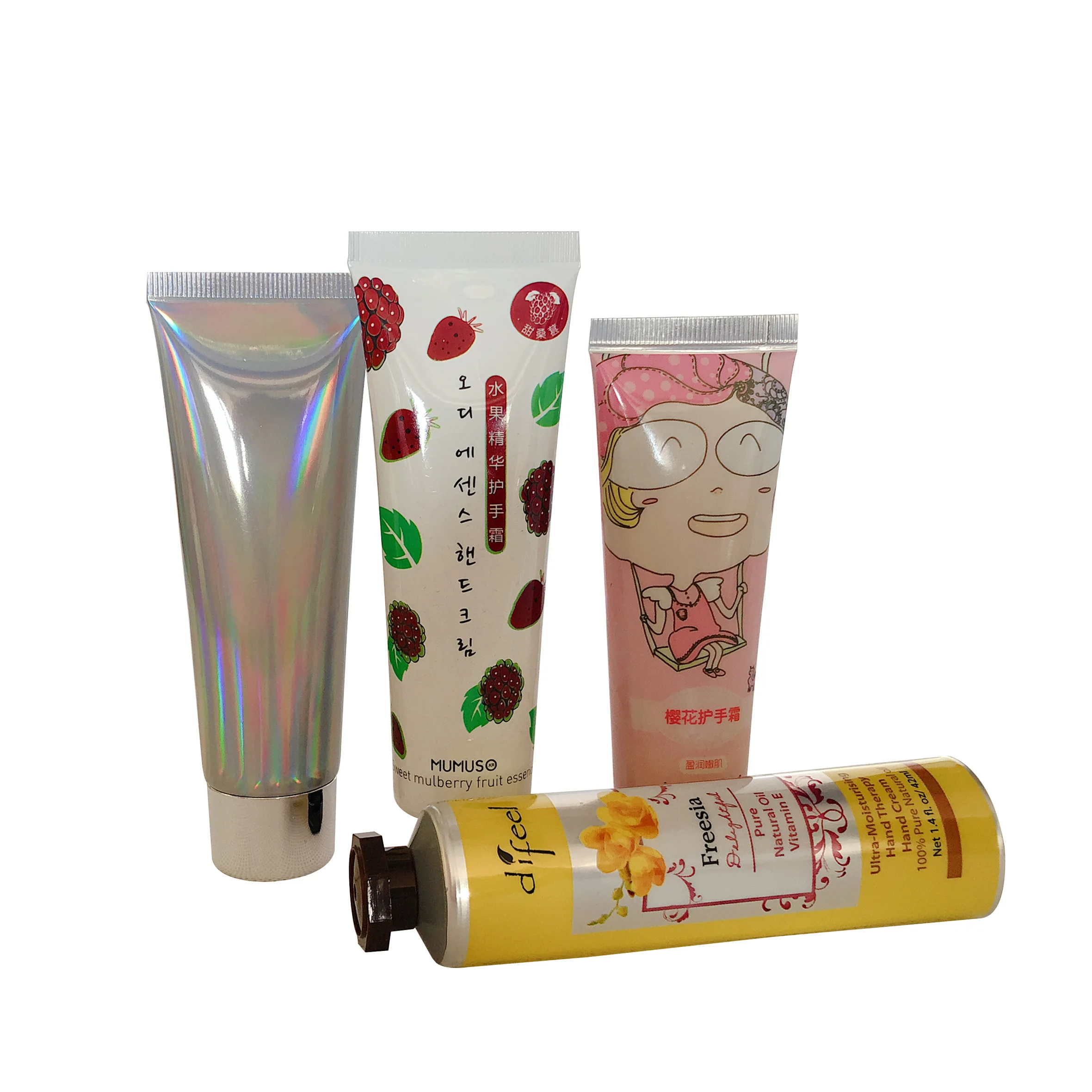 Custom Screen Printing Soft Squeeze Biodegradable Plastic Cosmetic Tube Cream Round Plastic Packaging Tube With Screw Cover