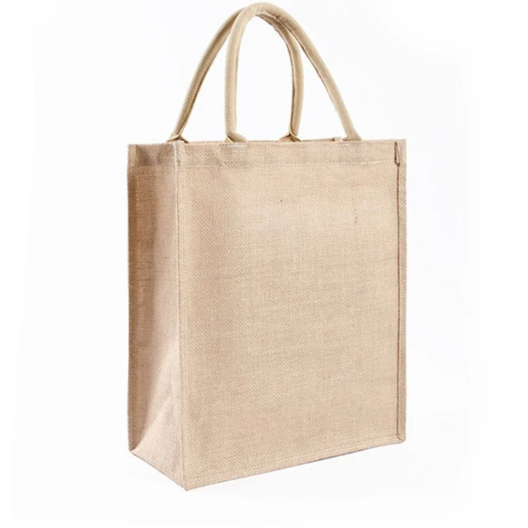 Eco Friendly Logo Printed Shopping Handle Carrying Hemp Burlap Bag Promotional Reusable Recycled Custom Linen Tote Jute  bag