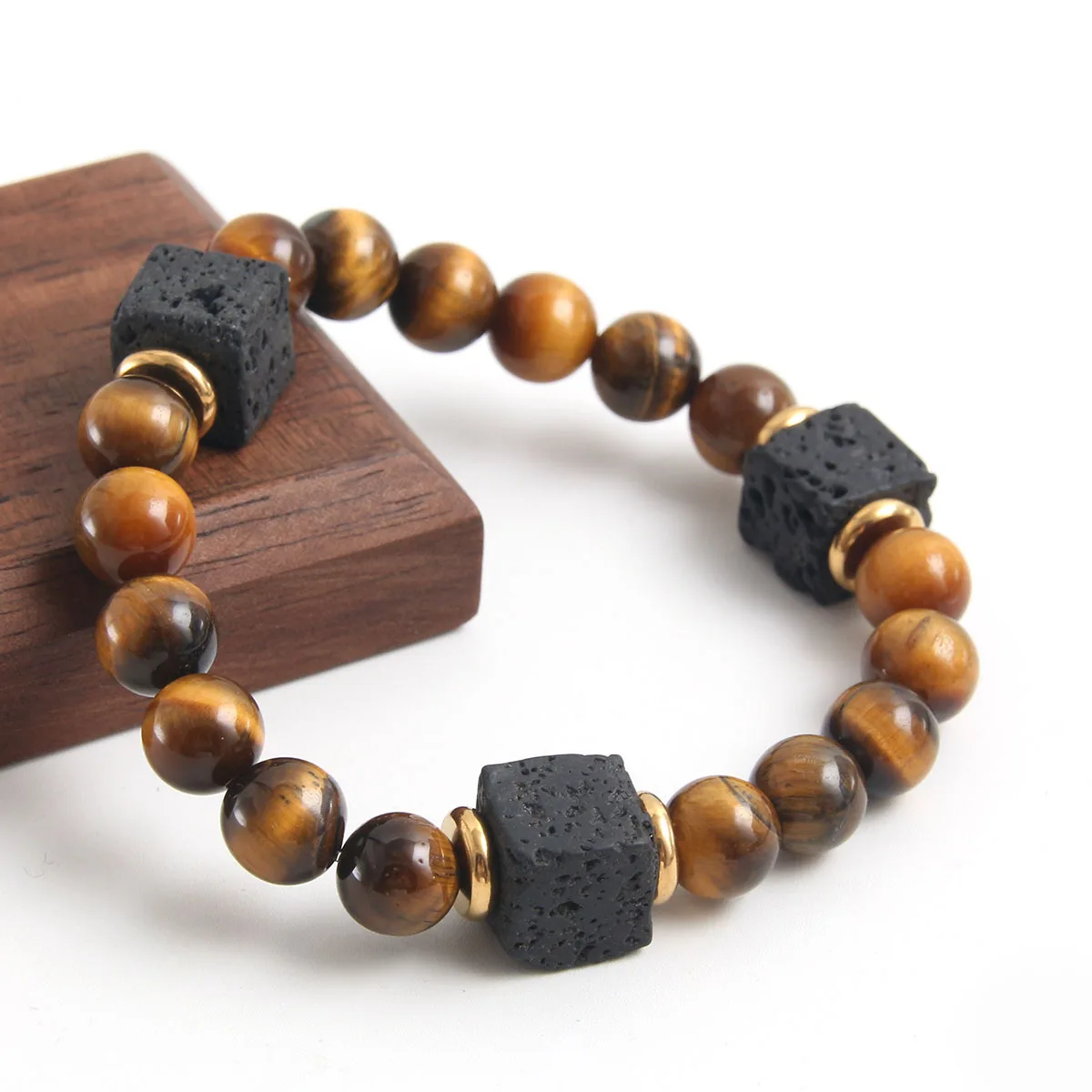 Natural Stone 8mm Tiger Eye Beads Hematite Bracelets For Men Gemstone Crystal Beads Energy Healing Stone Bracelet