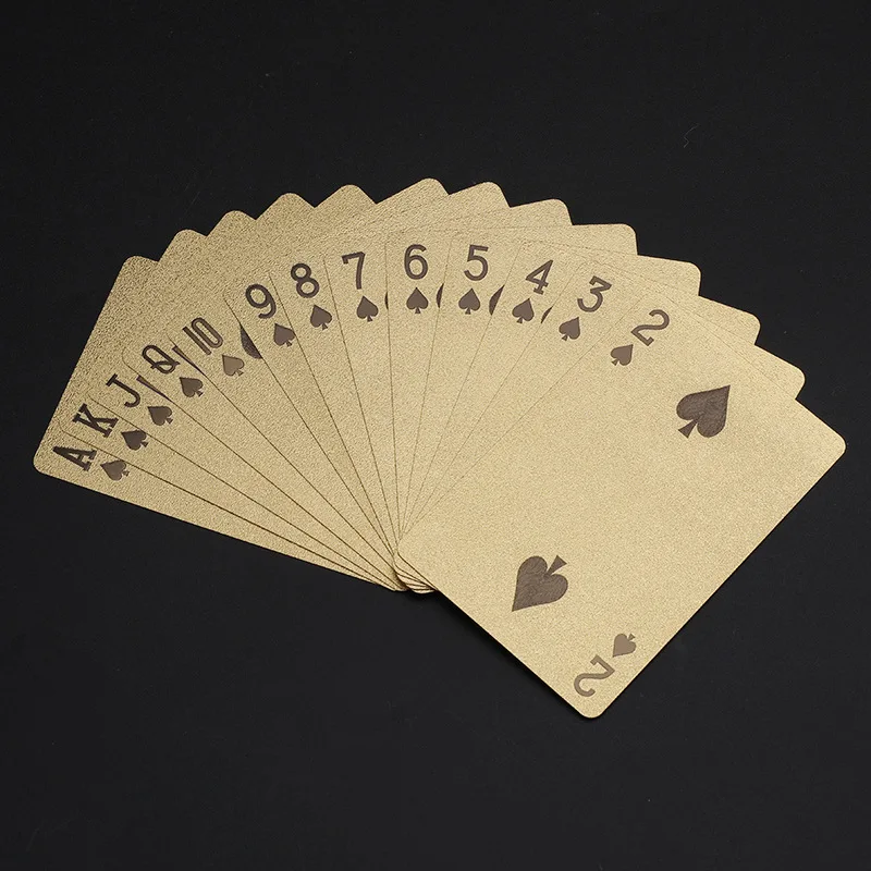 Table Games Durable Waterproof Plastic Playing Cards Gold Foil Poker Golden Poker 24k-Gold Foil Plated Playing Cards Deck Gift