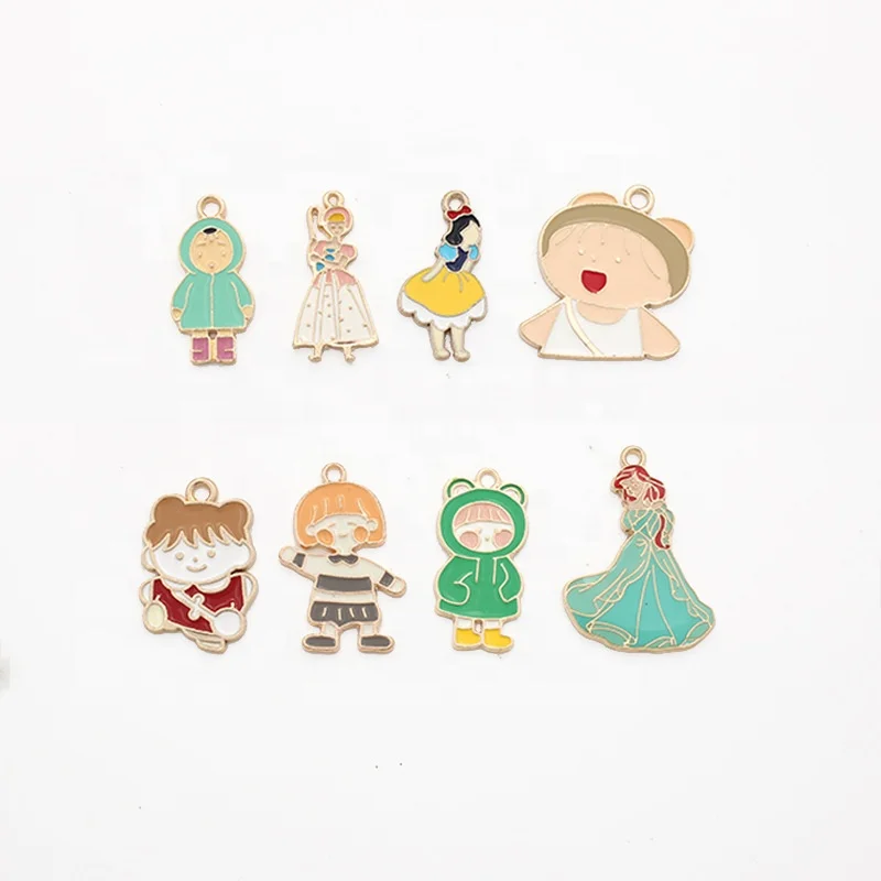 Girl Enamel  Anime Princess  For Women Cute DIY Keychain Necklace Pendant Charms for Jewelry Making Cute Charms