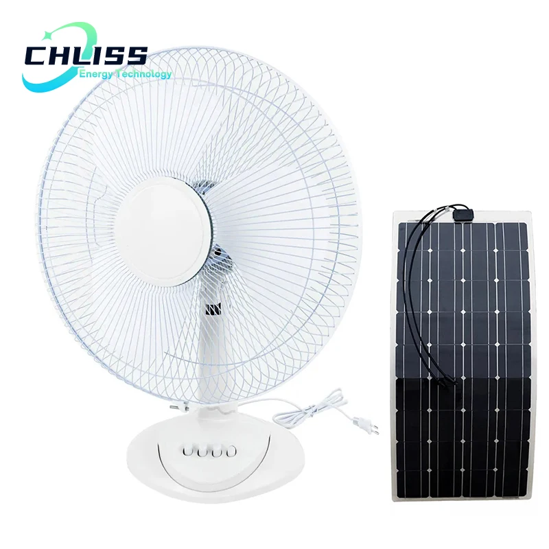 Chliss 16 Inch Solar Energy Standing Fan with Remote Portable Rechargeable Electric and Solar Car Exhaust Fan with Usb and Light