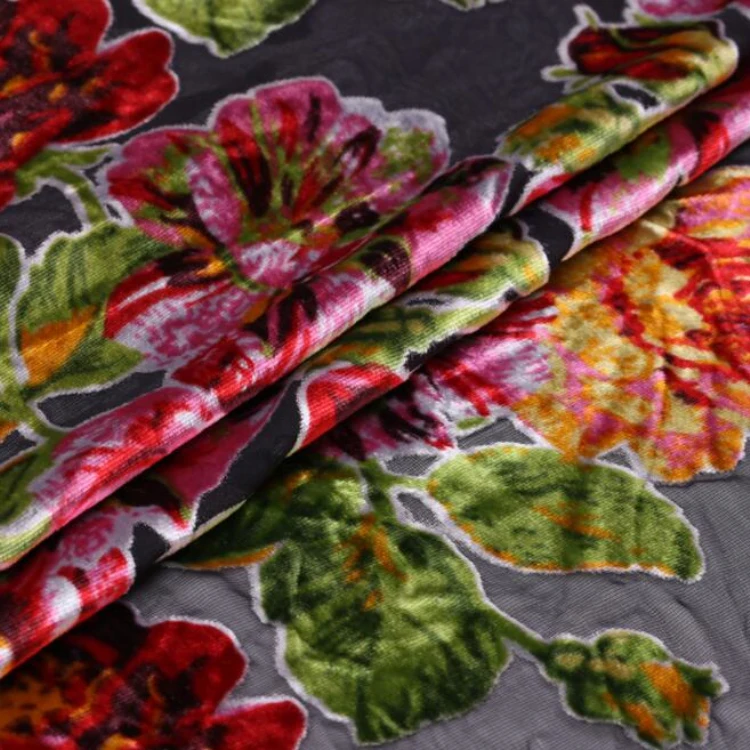 Woven Technics and 100% Silk Material Burnout Velvet fabric price per meter