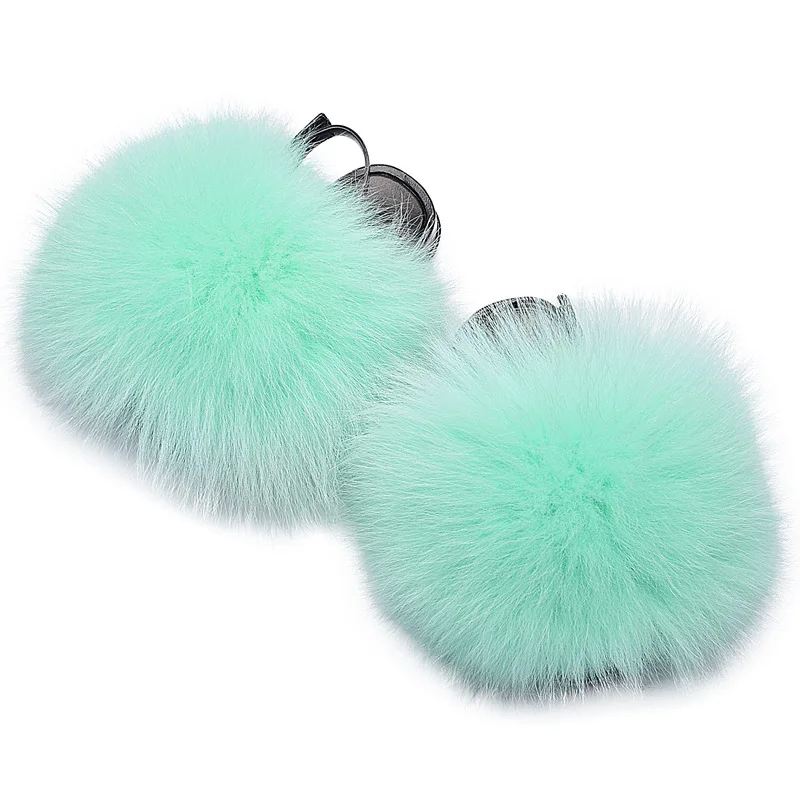 Baby kids fashion summer fur sandals fox fur slip slides infant walking slipper sandals