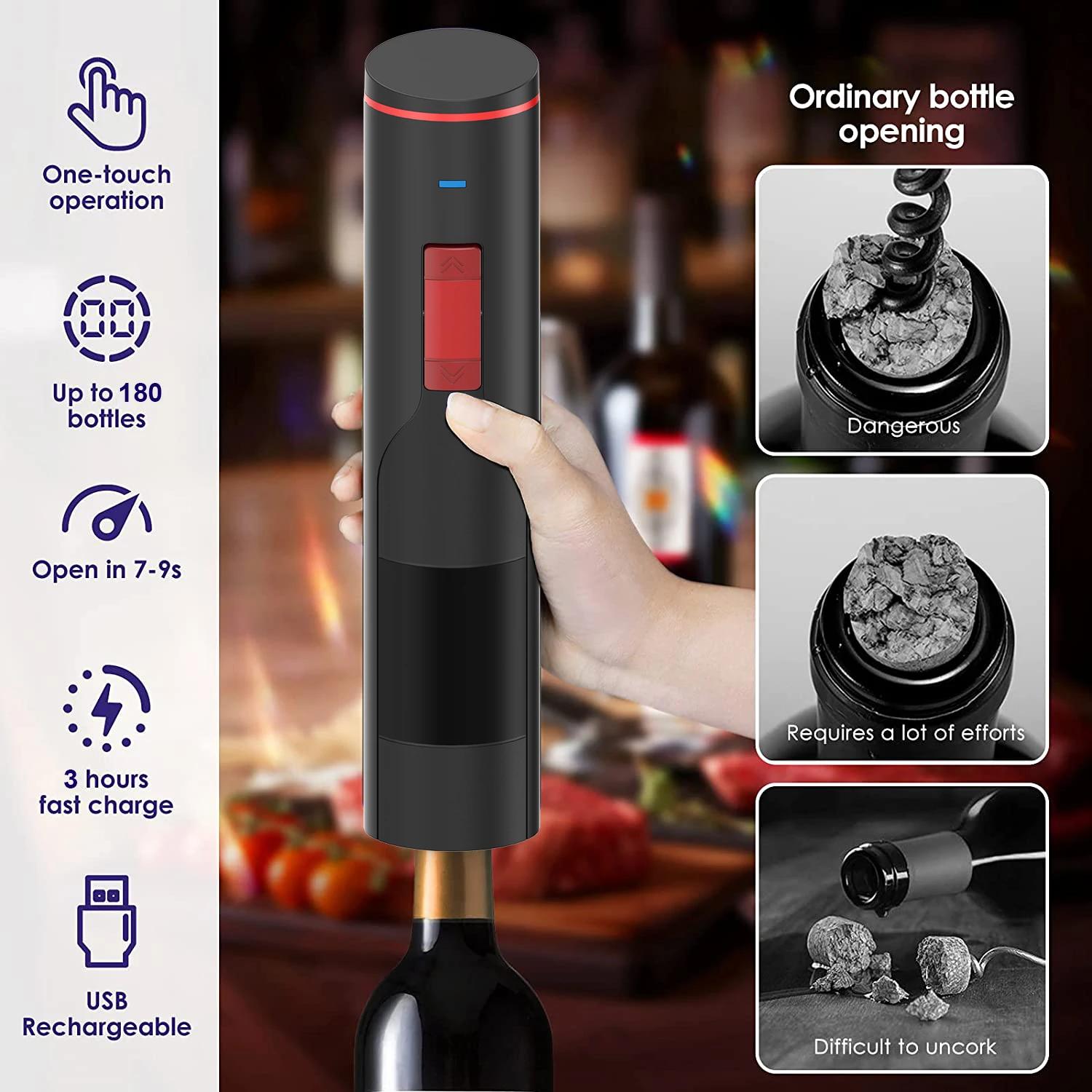 Factory Wholesale Automatic Electric Corkscrew Gift Set With Charging Base Luxury Box Portable Multifunction Wine Bottle Opener