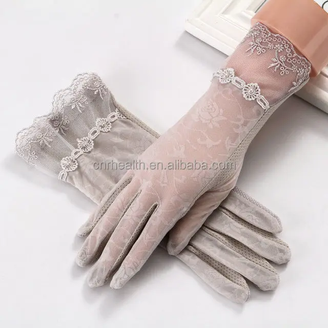  Перчатки женские короткие из тюля эластичные кружевные тонкие митенки для вождения и велоспорта с защитой от УФ-лучей
