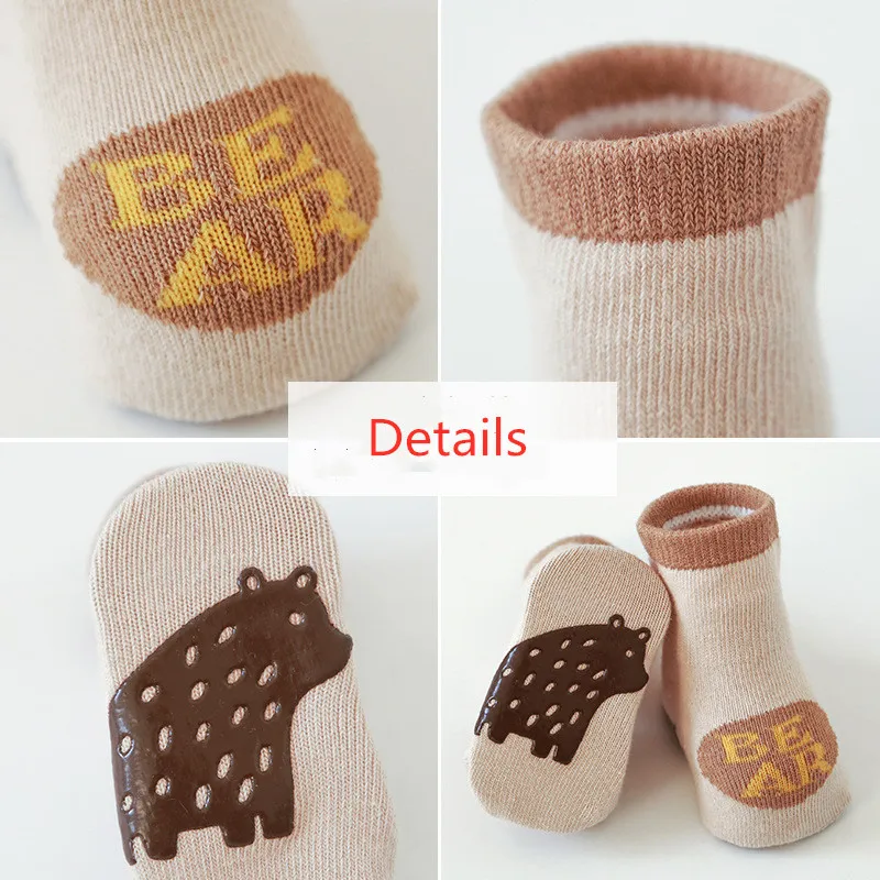 New Baby non-slip Socks Newborn Animal Cute Combed Cotton Floor Kids Learn to Walk Toddler Crew Grip Slipper Socks