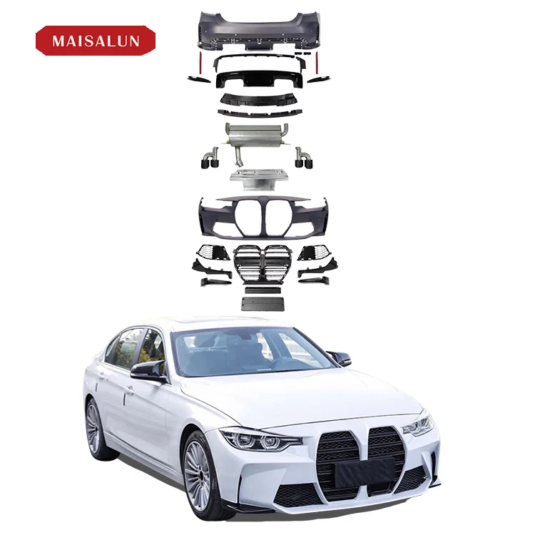 Car Accessories F30 F35 Upgrade G80 M3 For BMW 3 Series Car Bumper With Exhaust G80 M3 Body Kit Front Bumper Rear Bumper Grille