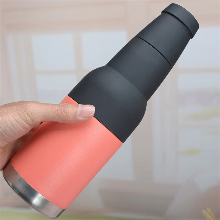 Bottle and Can Thermo Vacuum Insulated Double Walled Stainless Steel 3-in-1 Beer Bottle and Can Cooler with Beer Opener