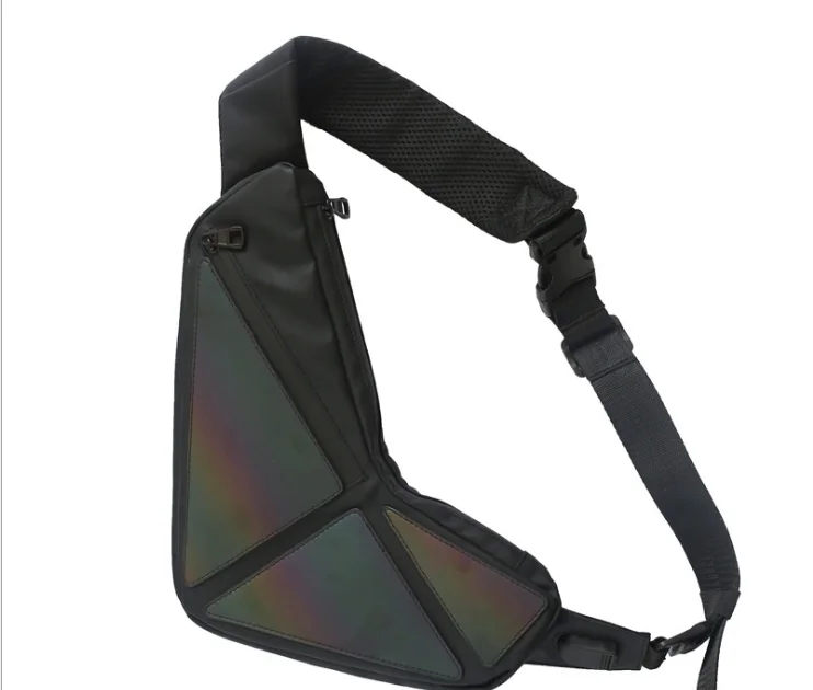 
New Luminous Rhombic Geometric waist belt Deformation Folding Reflective chest bag 