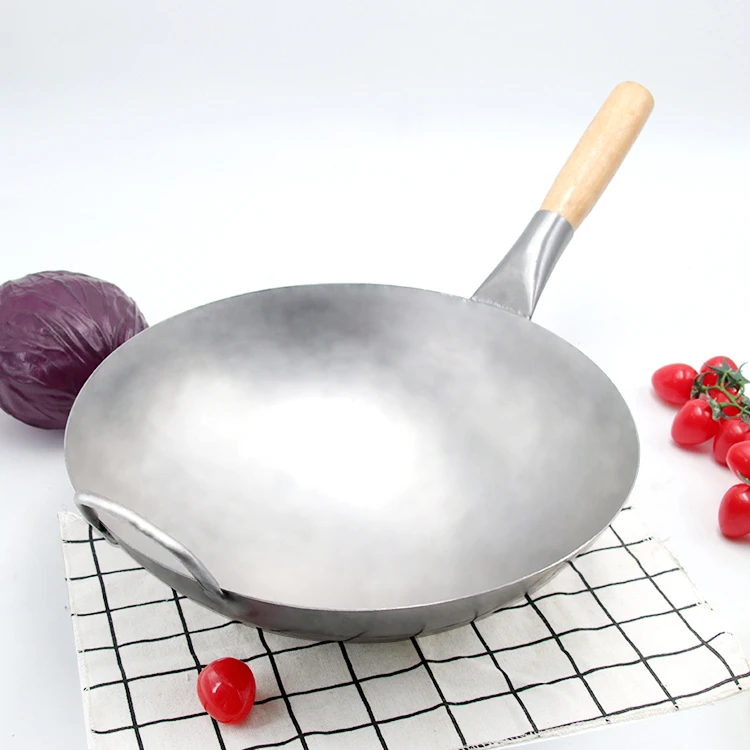 
Large China Traditional Handmade Wok Old-Fashioned Iron Frying Woks Uncoating Non-Stick Gas Pot 