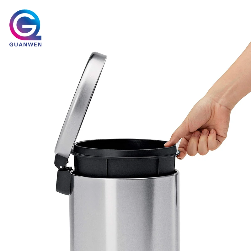 Eco-Friendly round Stainless Steel Step-On Trash Can with Pedal Paper Basket Induction Structure for Kitchen Use