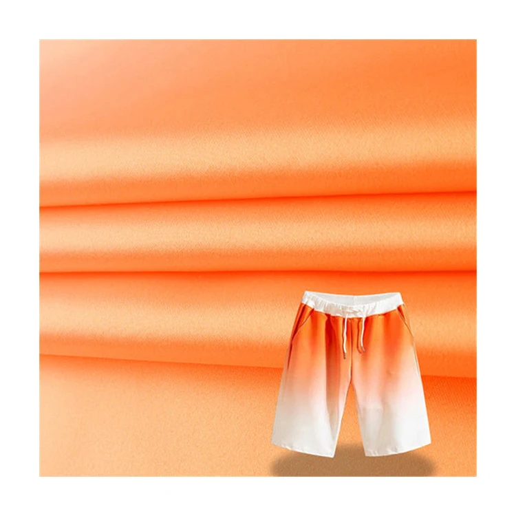 recycle RPET REPREVE  100% polyester microfiber soft peach skin plain dye gradual change  fabric for beach shorts