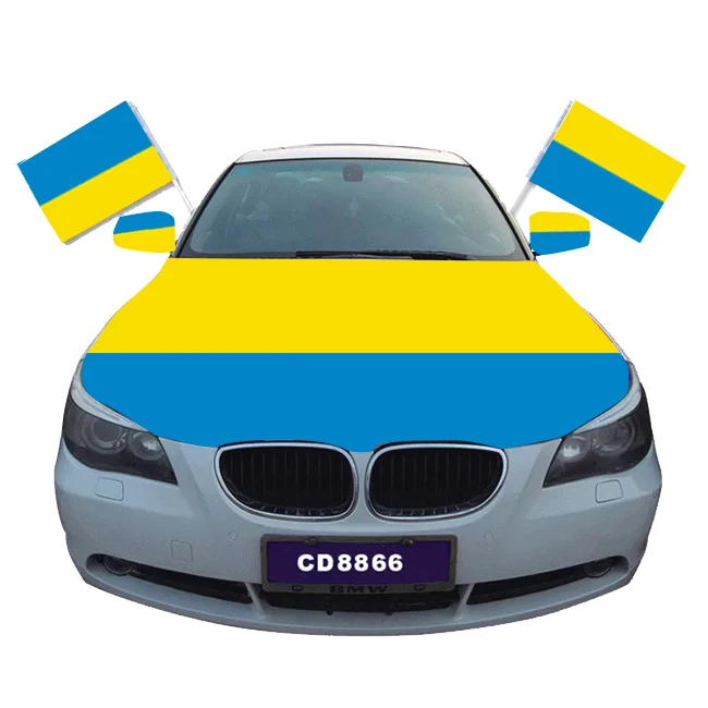 Promotional products Custom Size Elastic polyester material car cover flag Custom Ukraine car mirror cover flag Car hood flag