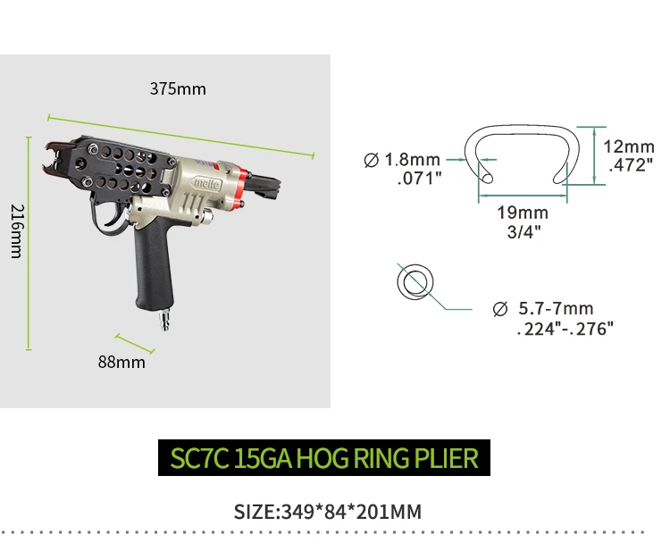 Meite SC760 Pneumatic C Rings Nail Gun Clipping Tool Pet Cage Sc760 Pneumatic C Ring Plier