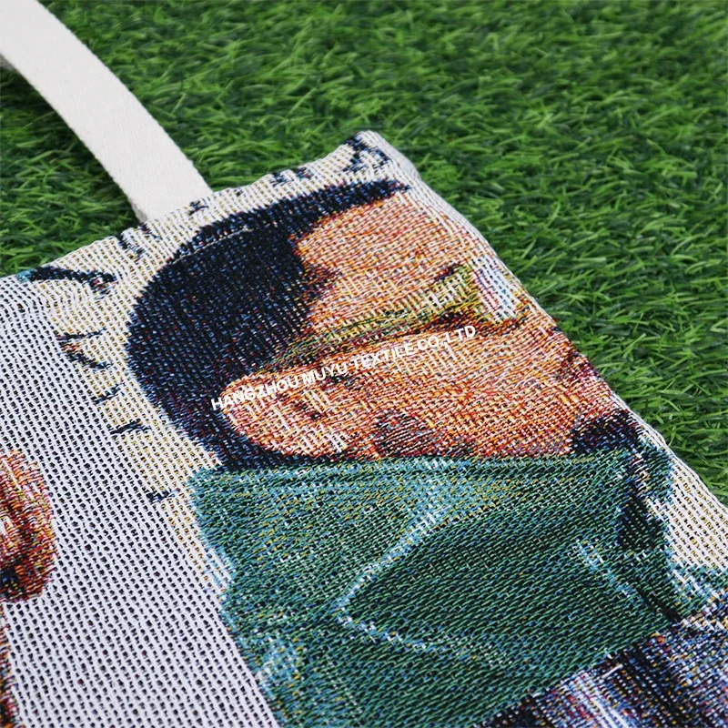 Quickly customize rappers Chris brown Logo Patterntapestry canvas bag Custom jacquard woven shopping bag