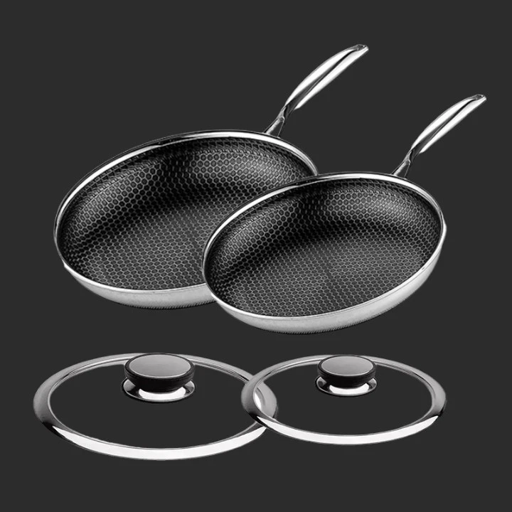Wholesale Pan Sets 20/24/28/30cm Non Stick Frying Pan Stainless Steel Panelas Eco-friendly Hex Cookware Honeycomb Cooking Pans