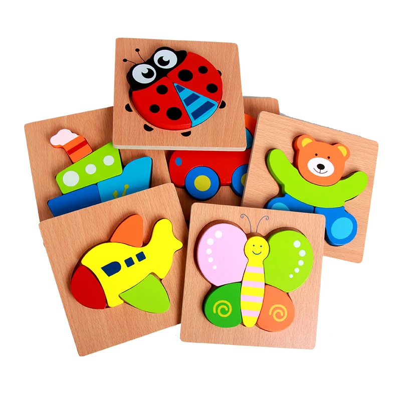 New Design 3d Puzzle Educational Toys Cube Puzzle Baby Wooden Animal Jigsaw Wood for Kids Unisex to 4 Years Xjy-1020 CN;ZHE <50