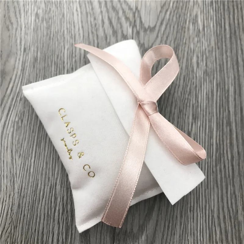 Custom velvet folding suede jewelry pouches for jewelry, LUXURY Embossed small envelope jewelry gift packing pouch with ribbon