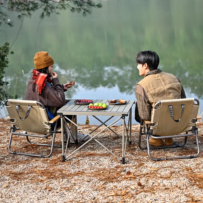 HISPEED Lightweight Portable Foldable Aluminium Camping Table Outdoor Adjustable Height Picnic Table Aluminium Foldable Table