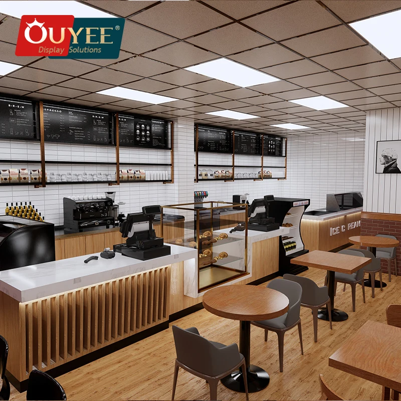 Modern Coffee Shop Counter Design Cafe Bar Table Coffee Shop Supplies for Coffee Store Showroom