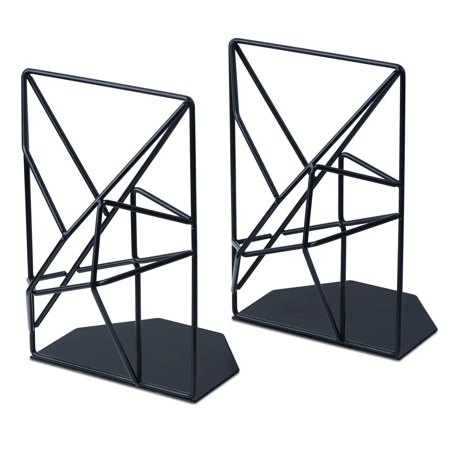 2021 creative and unique geometric design decoration black metal cast iron bookend