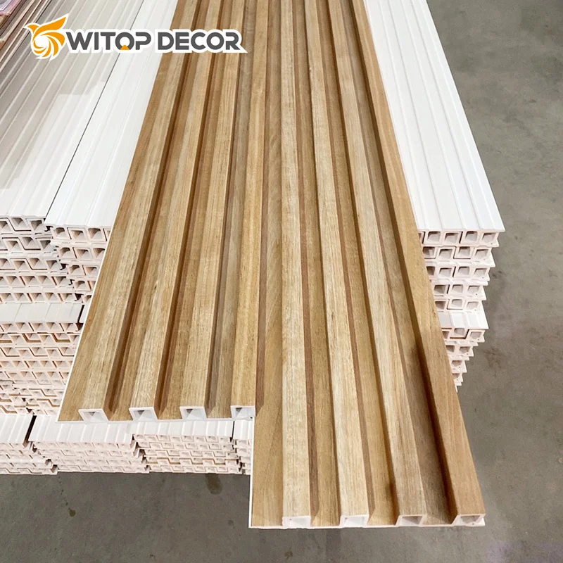 Wooden Series Embossing Indoor Brown color decoration Wpc Wall Panels