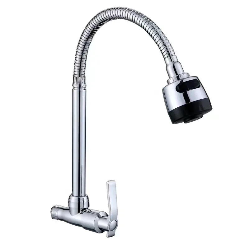 Wholesale Wall Flex Kitchen Faucet Single Handle Sink Cold Water Hose Zinc Tap