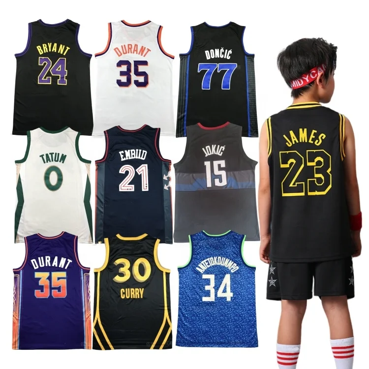 2025 Hot Wholesale Price Embroidery James 6 Curry 30 Bryant 24 Durant Tatum 0 Kids Youth Nbaing Uniform Basketball Shirt Jerseys