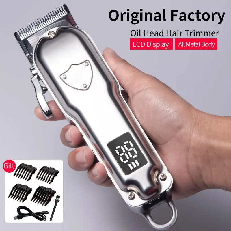 Professional Barber Rechargeable LCD Hair Clippers Beard Cutting Shaving Hair Trimmer For Men