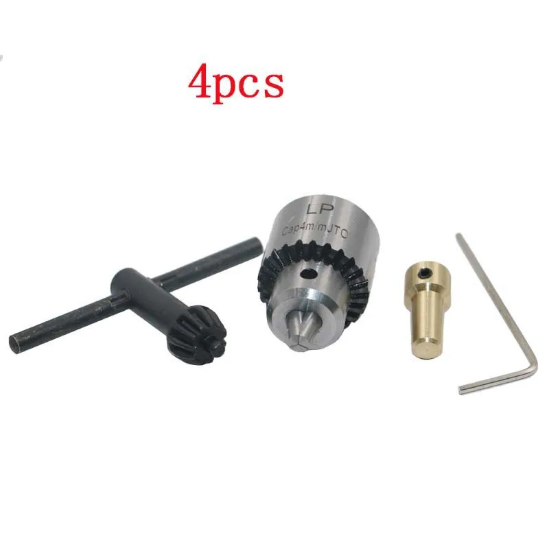 Yunbei 4-piece set Micro Motor Drill Chucks Clamp 0.3-4mm with collet micro drill chuck tail hole 3.17mm Shaft Connecting Rod