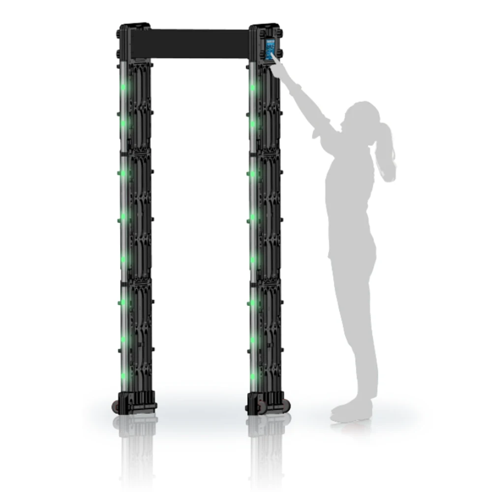Multi zones walk through metal detector with temperature check function