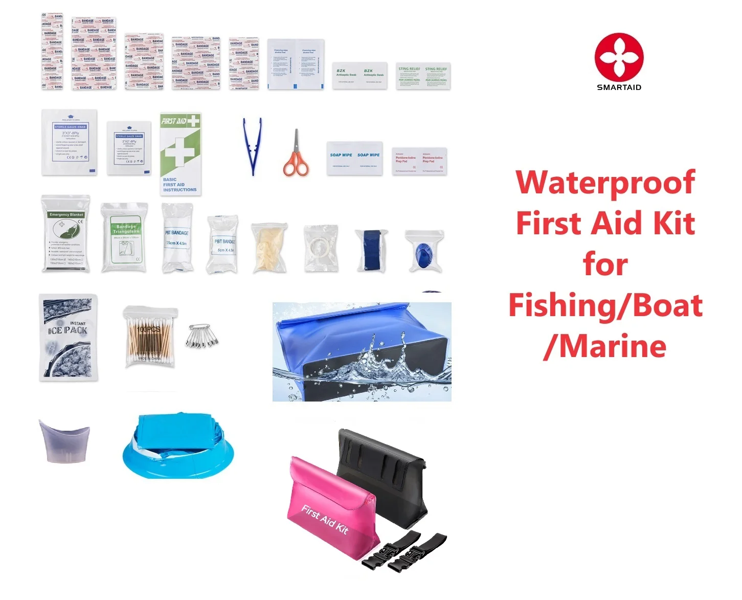 Professional factory Custom Logo Waterproof First Aid Kit bag for Fishing boat and Marine